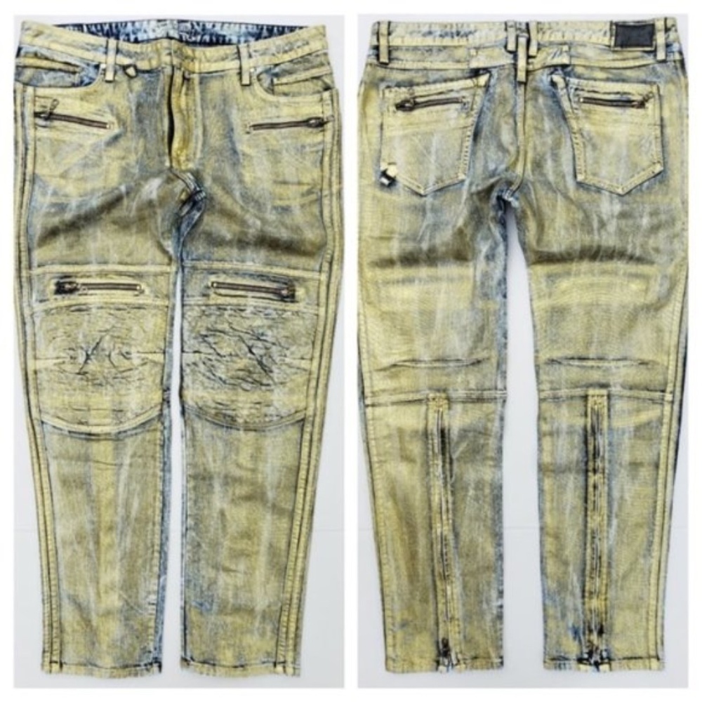 New ROBIN'S JEAN Racer Coated Slim Jeans SZ 40